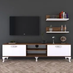 TV-kalustesarja Kalune Design A4, Ruskea / Valkoinen -NORE Kalusteet Myymälä tv kalustesarja kalune design a4 ruskea valkoinen c3aff hinta reference