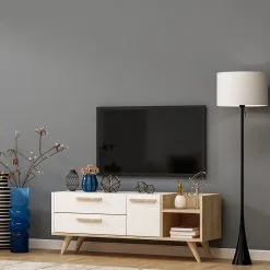 TV-pöytä Kalune Design Otto, 138 Cm, Valkoinen/ruskea -NORE Kalusteet Myymälä tv poyta kalune design otto 138 cm b7487 halvempi reference