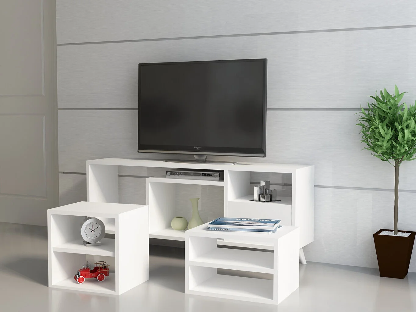 TV-pöytä Kalune Design Selin, Valkoinen 3 TV-pöytä Kalune Design Selin, Valkoinen - Image 3