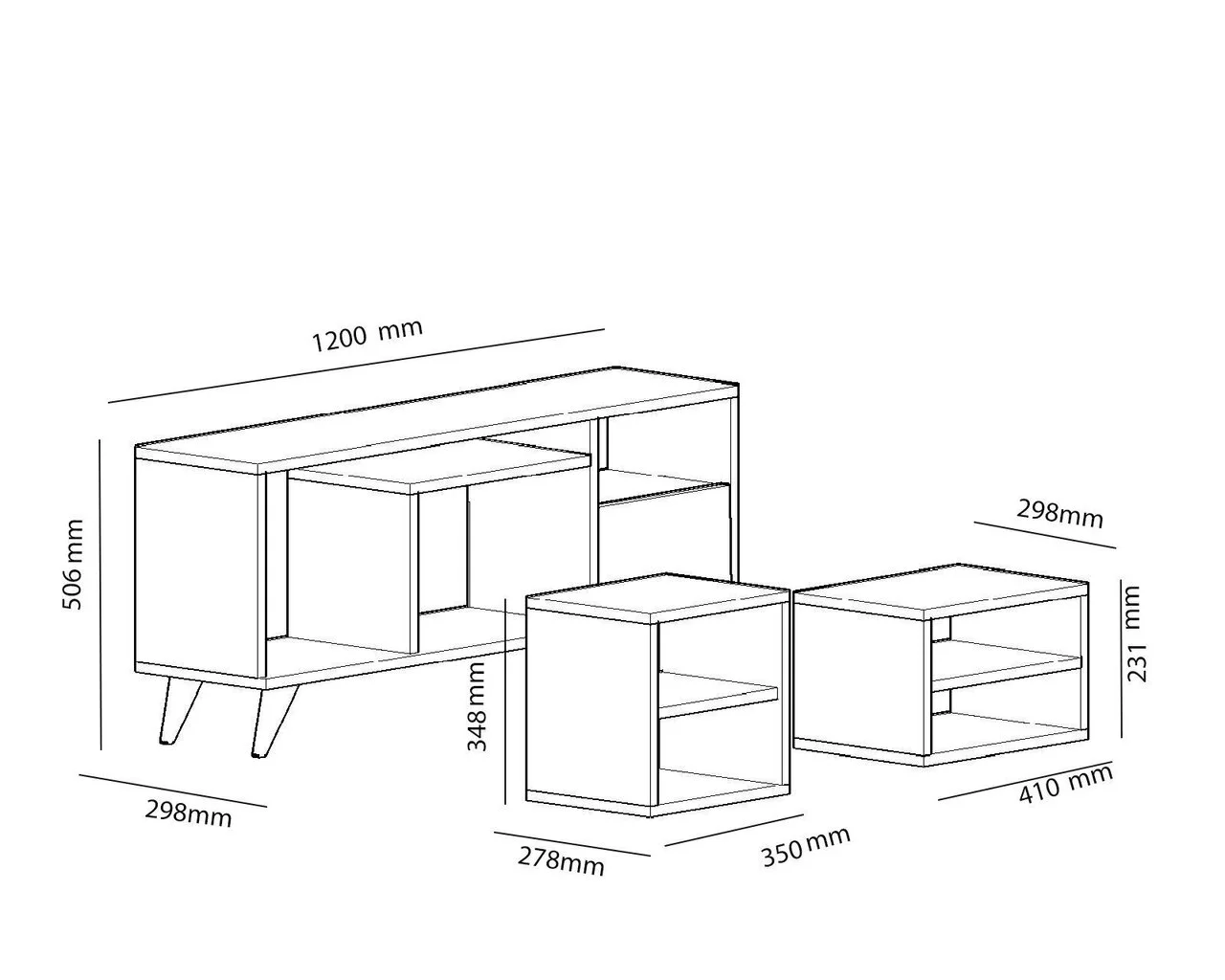 TV-pöytä Kalune Design Selin, Valkoinen 2 TV-pöytä Kalune Design Selin, Valkoinen - Image 2