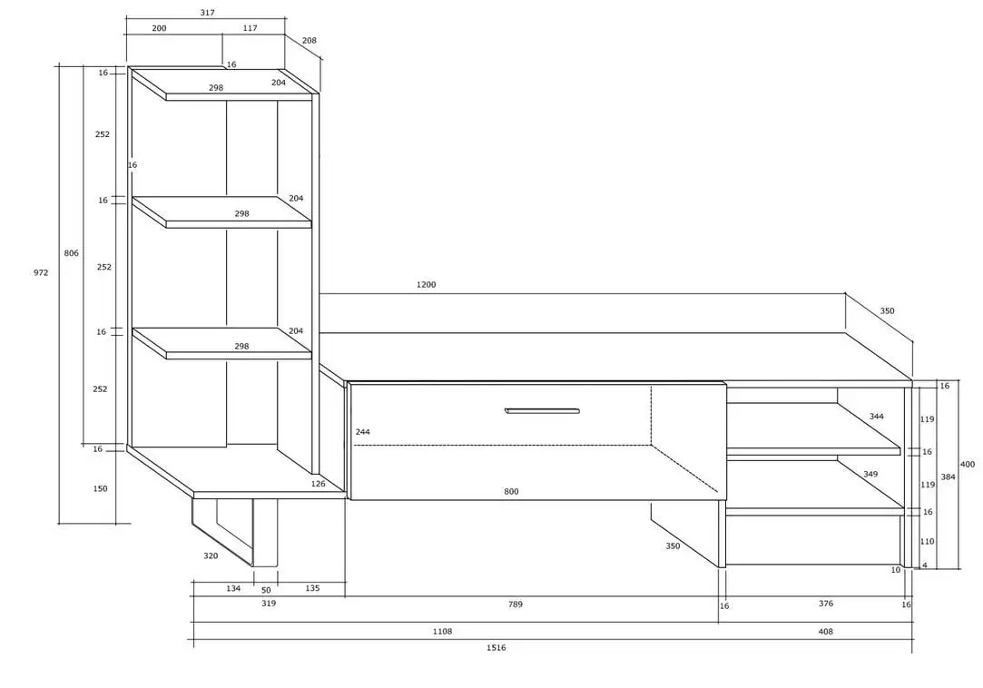ML Meble TV-pöytä York, Valkoinen/musta. 2 ML Meble TV-pöytä York, Valkoinen/musta. - Image 2