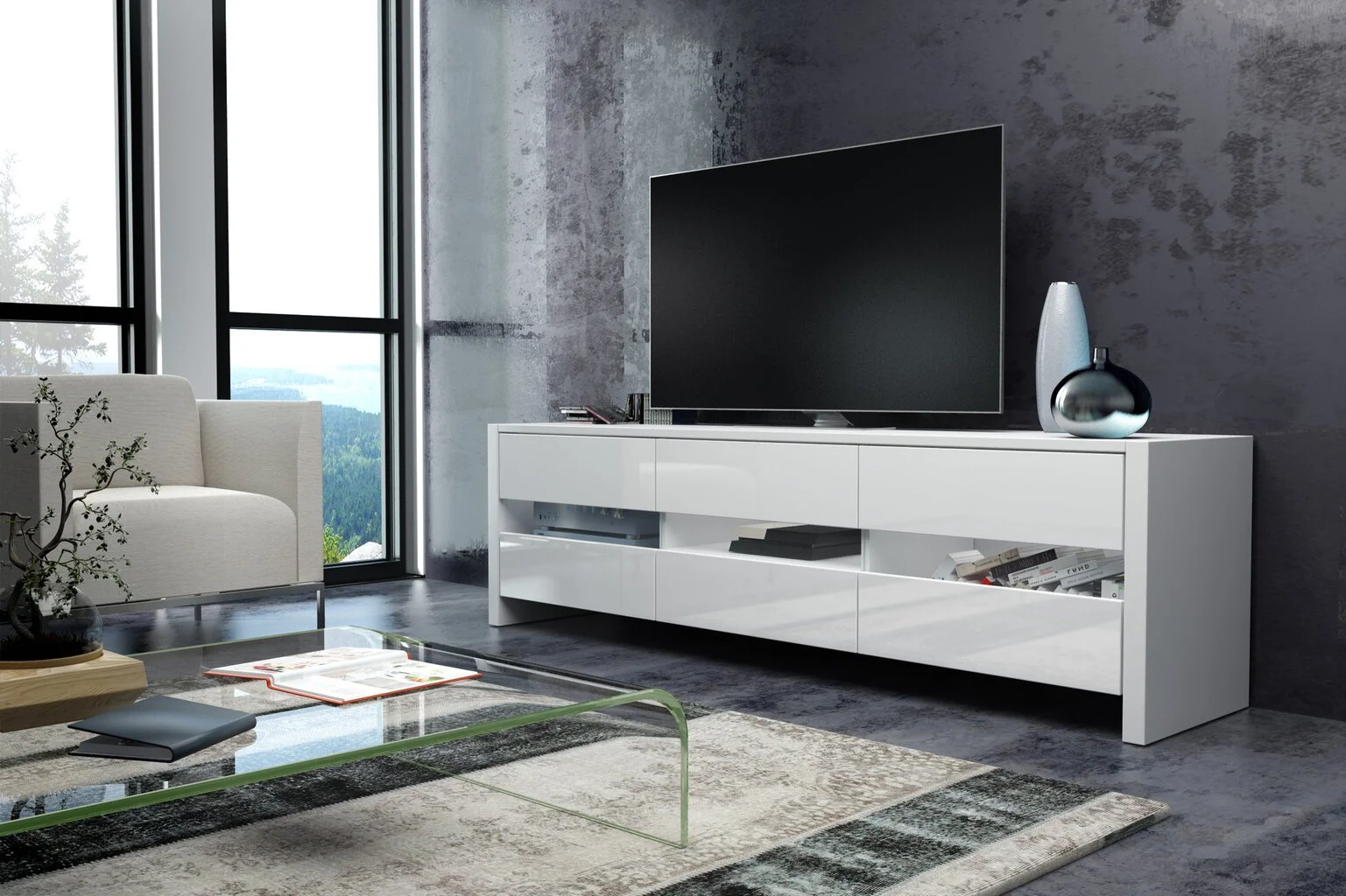 Meblocross TV-taso Fox, Valkoinen 1 Meblocross TV-taso Fox, Valkoinen