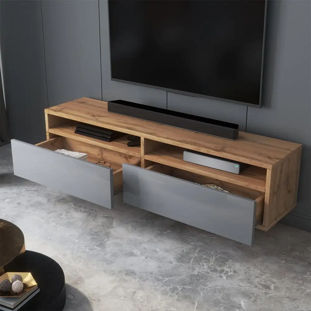 TV-taso Selsey Rednaw 140, Harmaa/ruskea 4 TV-taso Selsey Rednaw 140, Harmaa/ruskea - Image 4