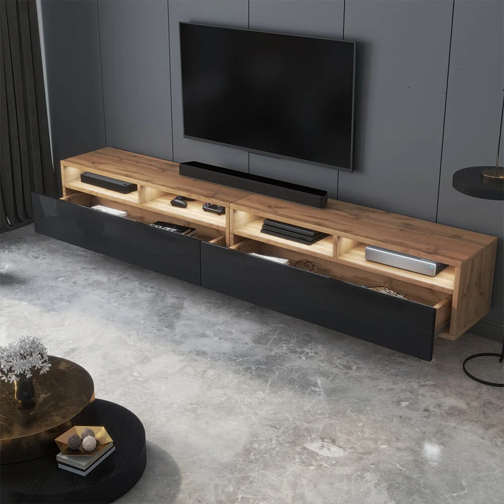 TV-taso Selsey Rednaw 200 LED, Ruskea/musta 4 TV-taso Selsey Rednaw 200 LED, Ruskea/musta - Image 4