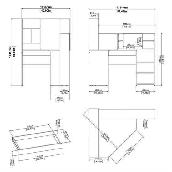 Työpöytä Tvilum Function Plus 138, Valkoinen/ruskea 5 Työpöytä Tvilum Function Plus 138, Valkoinen/ruskea - Image 5