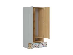 Black Red White Vaatekaappi BRW Nandu 2D1S, Harmaa/vaaleanpunainen -NORE Kalusteet Myymälä vaatekaappi brw nandu 2d1s harmaavaaleanpunainen f2df8 netistai reference