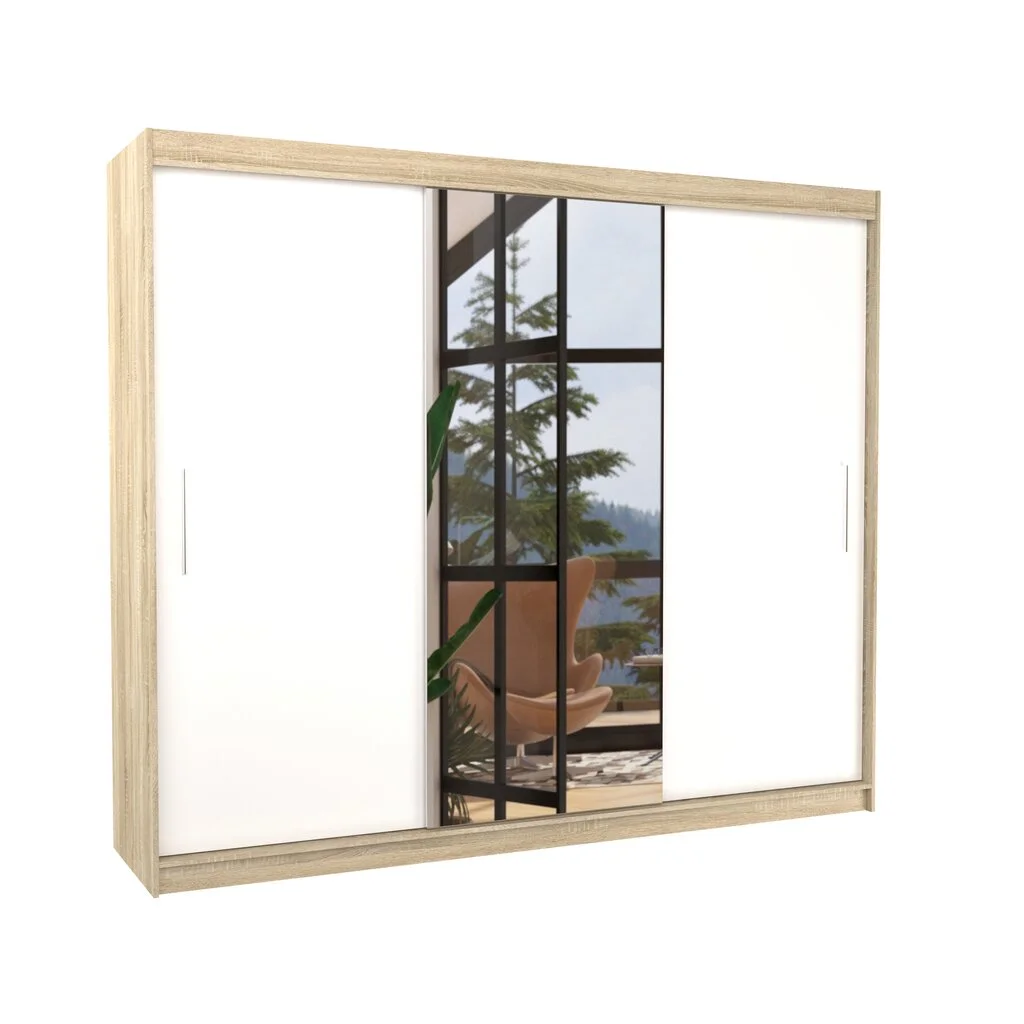 ADRK Furniture Vaatekaappi Denis, Vaaleanruskea/valkoinen 1 ADRK Furniture Vaatekaappi Denis, Vaaleanruskea/valkoinen