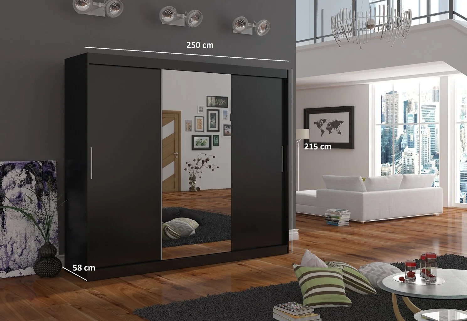 ADRK Furniture Vaatekaappi Denis, Vaaleanruskea/valkoinen 4 ADRK Furniture Vaatekaappi Denis, Vaaleanruskea/valkoinen - Image 4