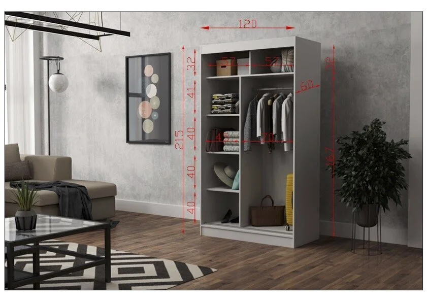 Vaatekaappi NORE Emily 120, Tummanharmaa.. 4 Vaatekaappi NORE Emily 120, Tummanharmaa.. - Image 4