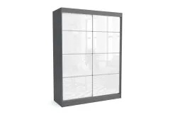 Vaatekaappi NORE Heinäkuu 180, Tummanharmaa/valkoinen