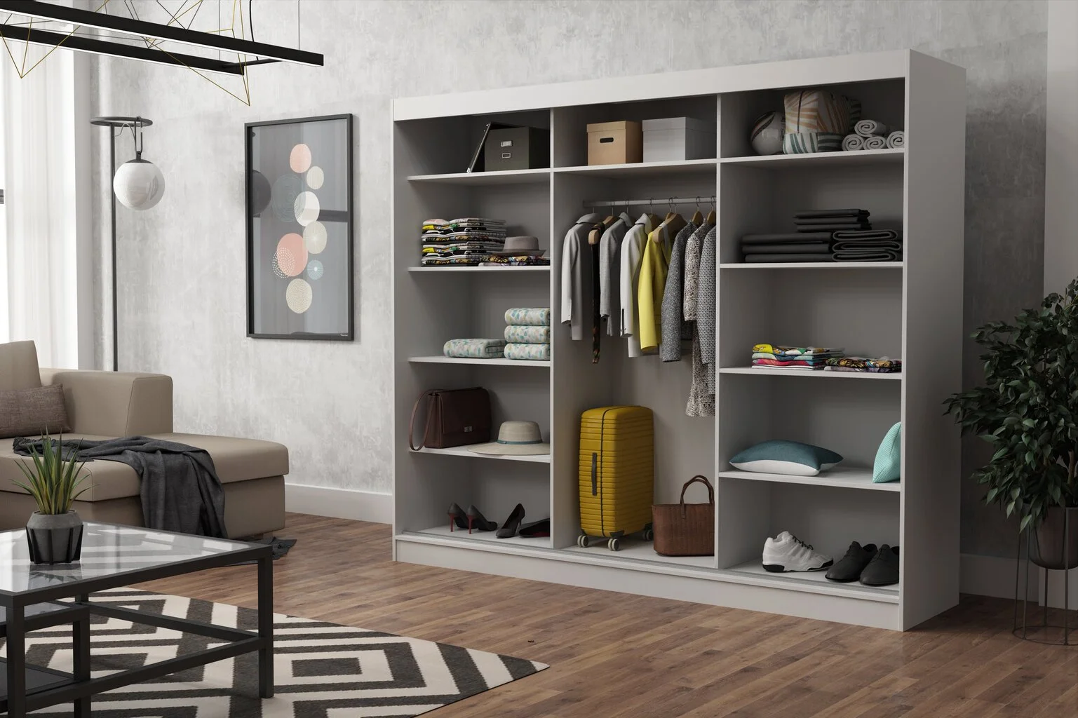 Vaatekaappi NORE Kate 250, Valkoinen 3 Vaatekaappi NORE Kate 250, Valkoinen - Image 3