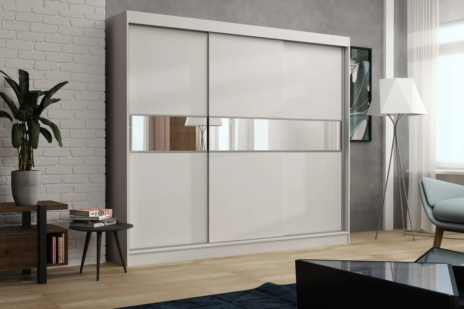 Vaatekaappi NORE Kate 250, Valkoinen 2 Vaatekaappi NORE Kate 250, Valkoinen - Image 2