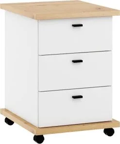 Vaatekaappi Pyörillä Meblocross Cross Cro-10 3S, Ruskea/valkoinen