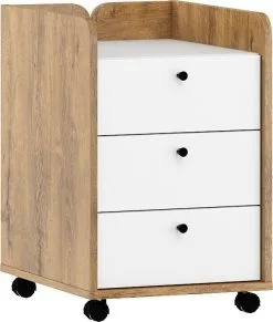 Vaatekaappi Pyörillä Meblocross Dolce Dol-08 3S, Tummanruskea / Valkoinen.