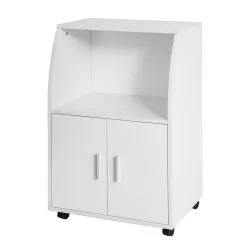 SoBuy Valkoinen Puinen Keittiökaappi Pyörillä FRG241-W