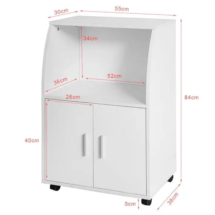 SoBuy Valkoinen Puinen Keittiökaappi Pyörillä FRG241-W 2 SoBuy Valkoinen Puinen Keittiökaappi Pyörillä FRG241-W - Image 2