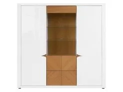 Black Red White Vitriinikaappi BRW Rovika 2D1W1S, Valkoinen/ruskea