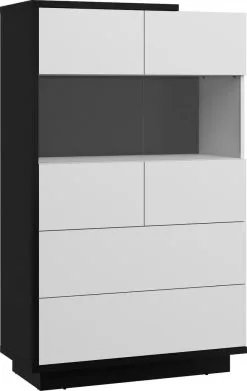 Vitriinikaappi Meblocross Hybrid Hyb-28 2S, Musta/valkoinen