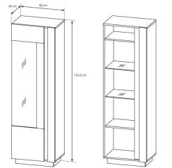 Laski Meble Vitriinit Arco 60, Tammi/harmaa -NORE Kalusteet Myymälä vitriinit arco 60 tammiharmaa 6efe0 hinta reference