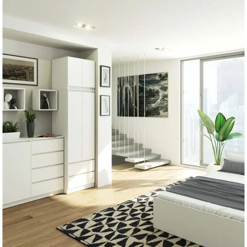 Yläkaappi Vaatekaappiin NORE 60, Valkoinen 5 Yläkaappi Vaatekaappiin NORE 60, Valkoinen - Image 5