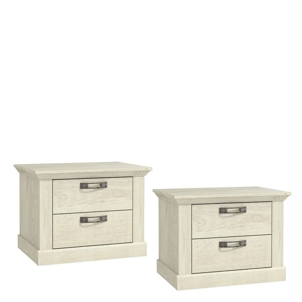 Yöpöydät Forte Kashmir Merkamueble KSMK021ST, Valkoinen 2 Yöpöydät Forte Kashmir Merkamueble KSMK021ST, Valkoinen - Image 2