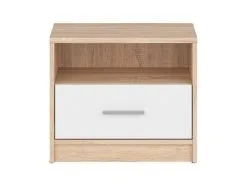 Black Red White Yöpöytä BRW Nepo Plus KOM1S, Tammi/valkoinen