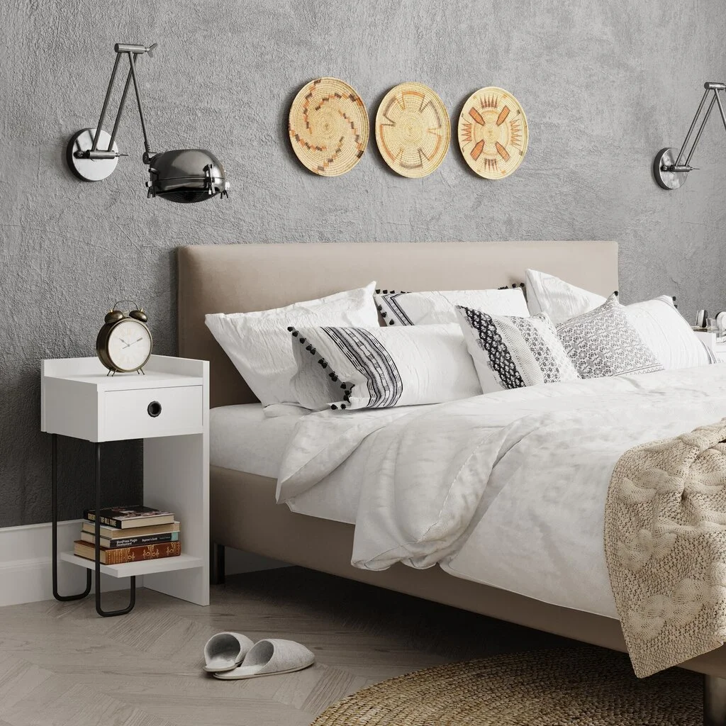 Yöpöytä Kalune Design D855 (I), 60 Cm, Valkoinen/musta 2 Yöpöytä Kalune Design D855 (I), 60 Cm, Valkoinen/musta - Image 2