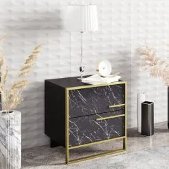 Yöpöytä Kalune Design Polka, Musta/kulta -NORE Kalusteet Myymälä yopoyta kalune design polka mustakulta cb06e netistai reference