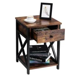 Yöpöytä LET022B01, Ruskea/musta -NORE Kalusteet Myymälä yopoyta let022b01 ruskeamusta 19513 hinta reference