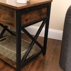 Yöpöytä LET022B01, Ruskea/musta -NORE Kalusteet Myymälä yopoyta let022b01 ruskeamusta 98738 osta reference