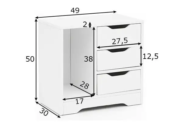 Yöpöytä Nacht, Valkoinen 2 Yöpöytä Nacht, Valkoinen - Image 2