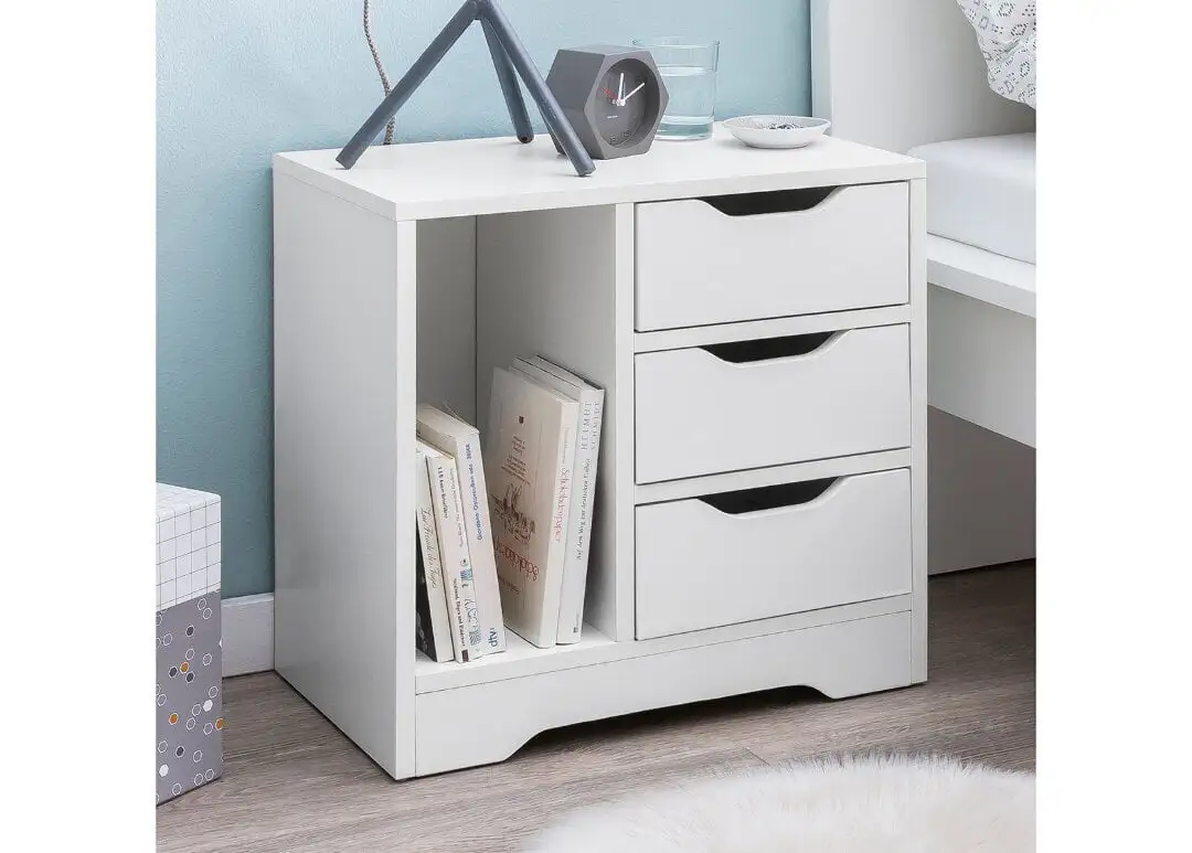 Yöpöytä Nacht, Valkoinen 1 Yöpöytä Nacht, Valkoinen