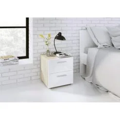 Yöpöytä Pepe, Valkoinen/tammi 6 Yöpöytä Pepe, Valkoinen/tammi -NORE Kalusteet Myymälä yopoyta pepe valkoinentammi a048a netistai reference